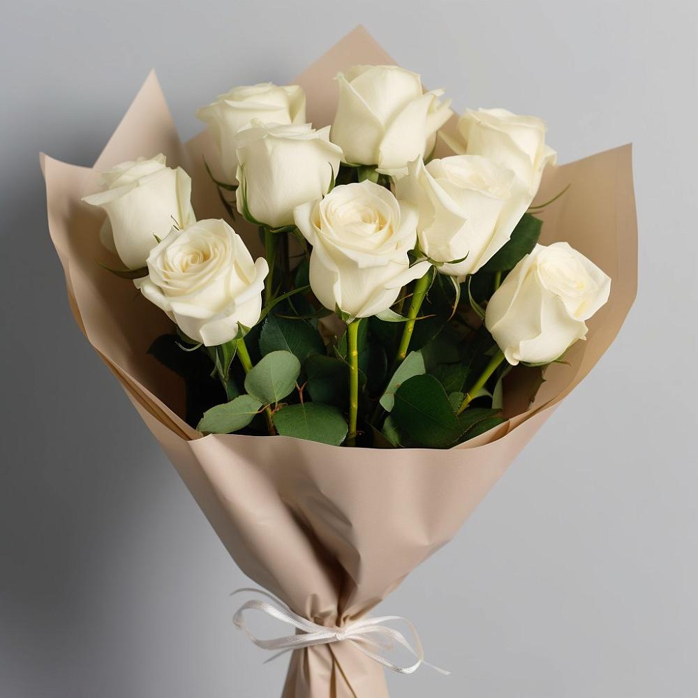 Букет 9 Белых роз Эдлесс Лав в Зее