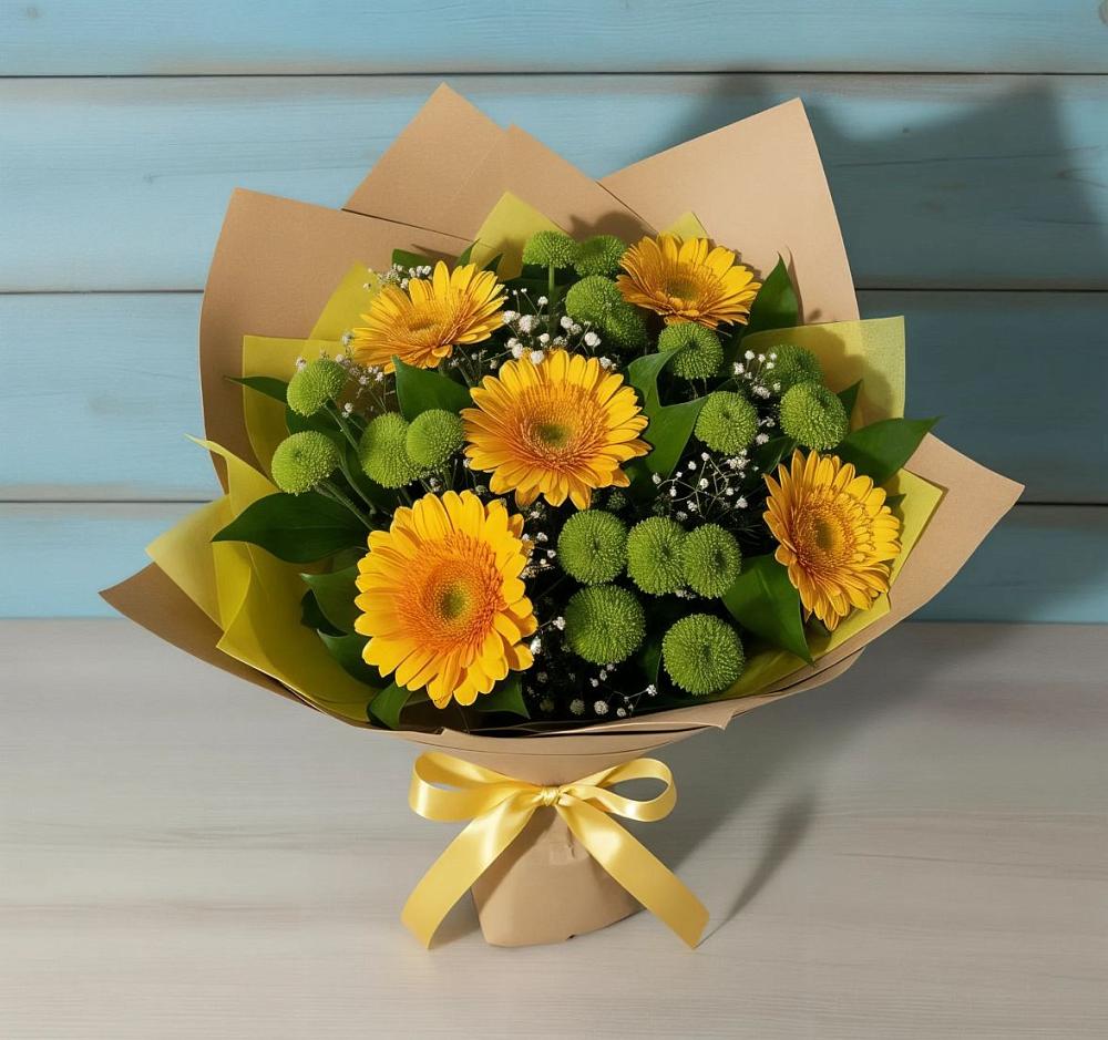 Букет цветов из: Герберы и Хризантемы в Зее