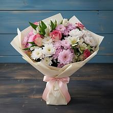 Букет цветов из:  Хризантемы, Альстромерии и Розы в Зее