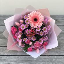 Букет цветов из:  Розы, Герберы и Хризантемы #REPLACE_PRED# Зее